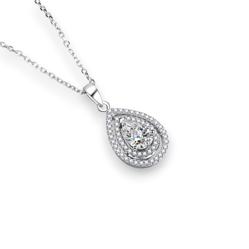 Pear Moissanite Halo Eternity Pendant