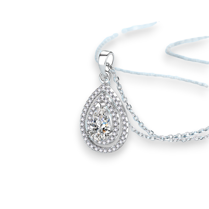 Pear Moissanite Halo Eternity Pendant