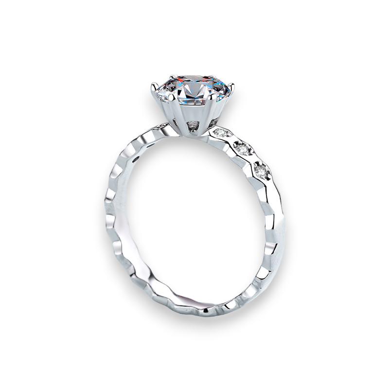 Perfect Angle Round Moissanite Engagement Ring