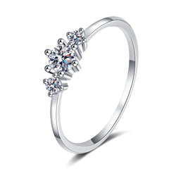 Petite Trellis Three-Stone Round Moissanite Ring