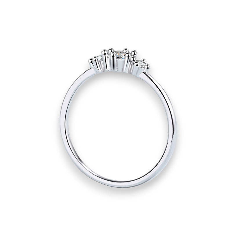 Petite Trellis Three-Stone Round Moissanite Ring