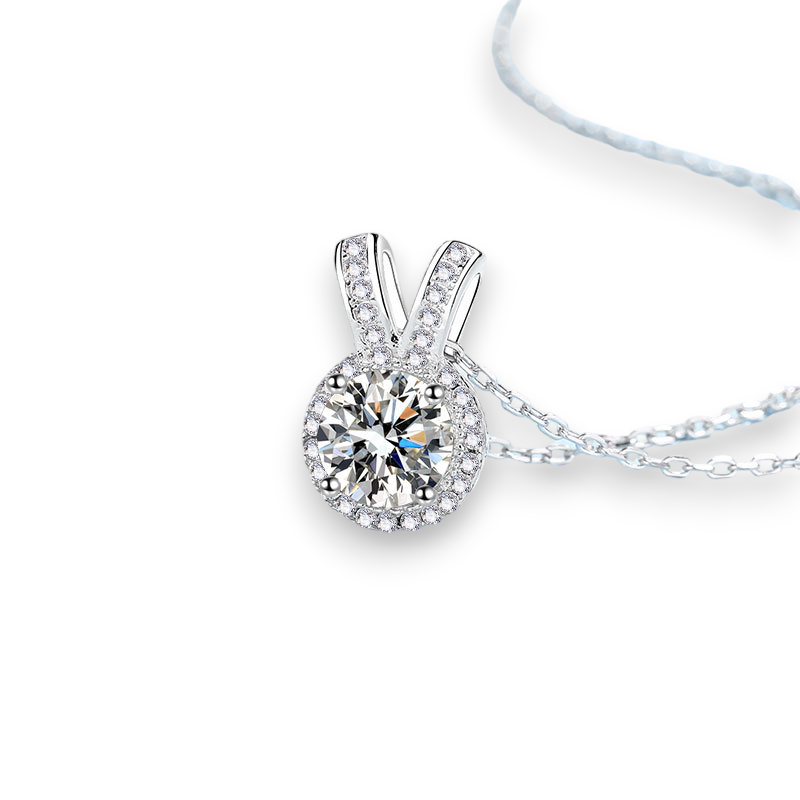 Rabbit Design Moissanite Halo Pendant