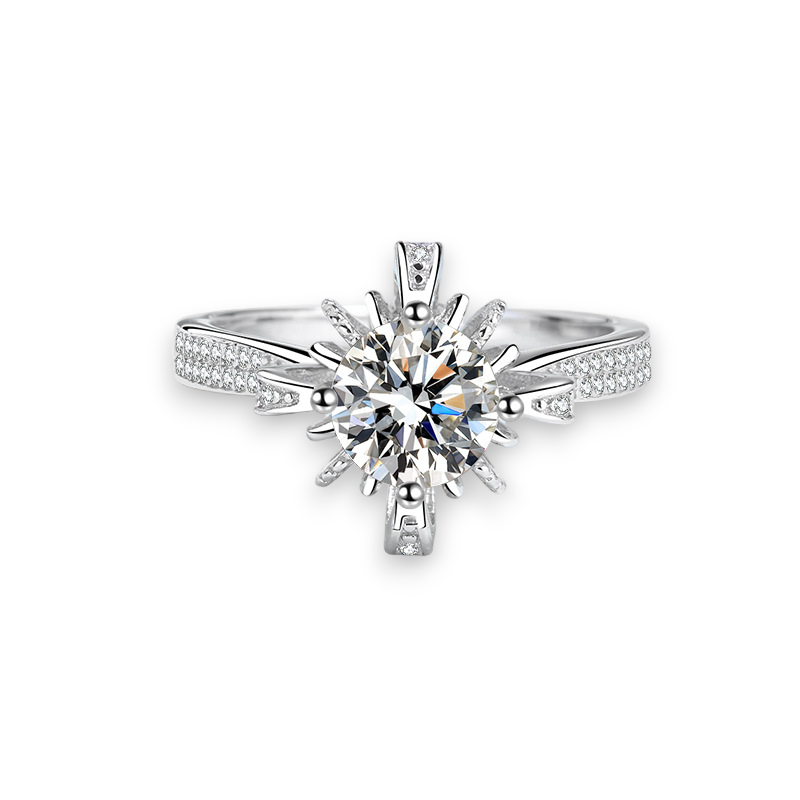 Refine Floral Round Moissanite Engagement Ring