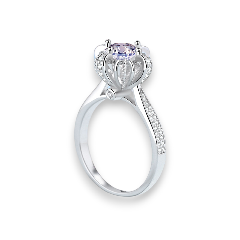 Refine Floral Round Moissanite Engagement Ring