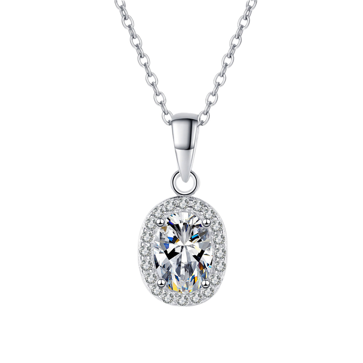 Refine Oval Moissanite Halo Pendant