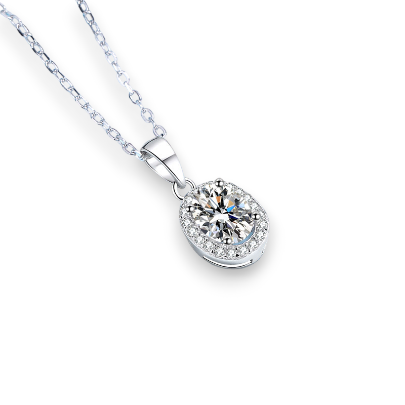 Refine Oval Moissanite Halo Pendant