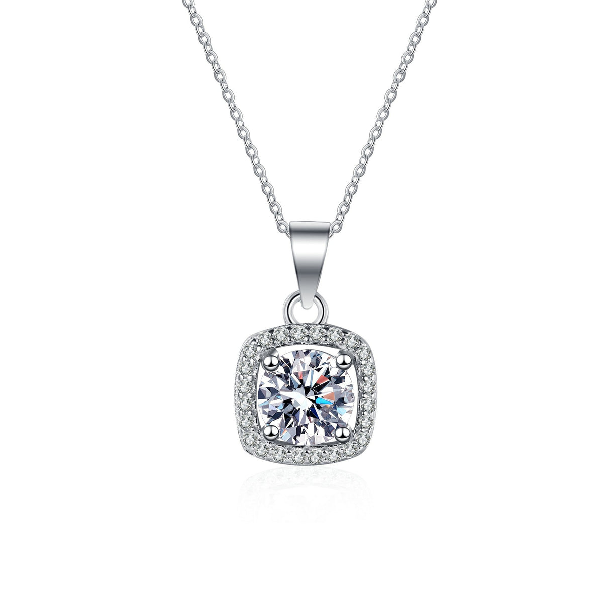 Refine Round Moissanite Halo Pendant