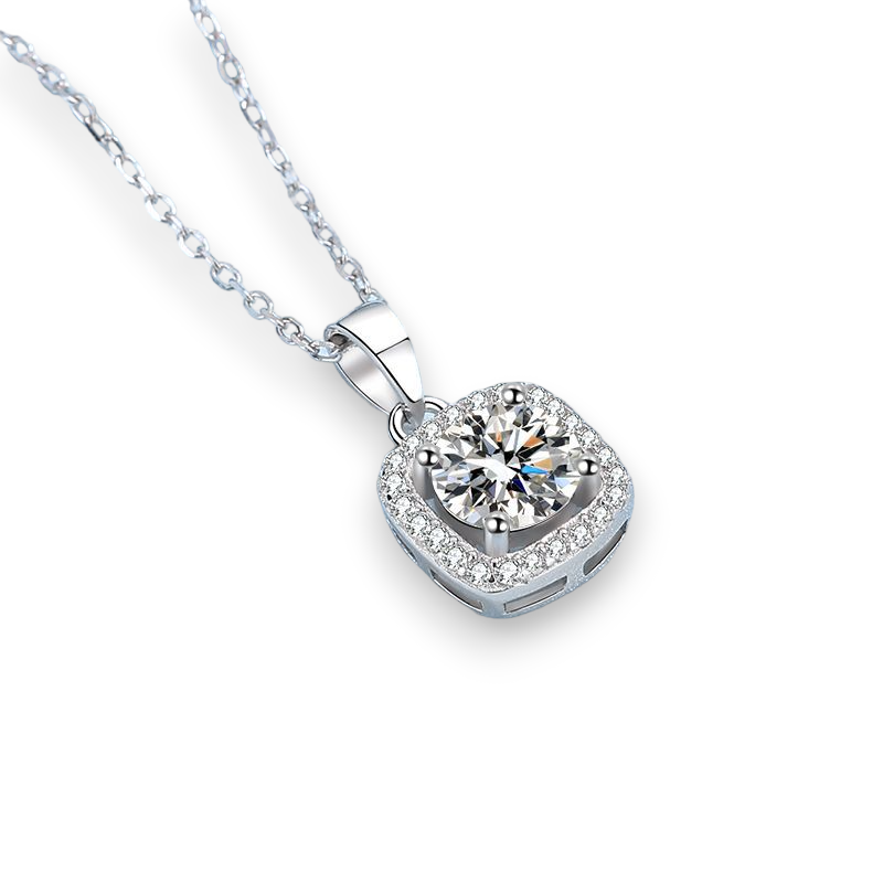 Refine Round Moissanite Halo Pendant