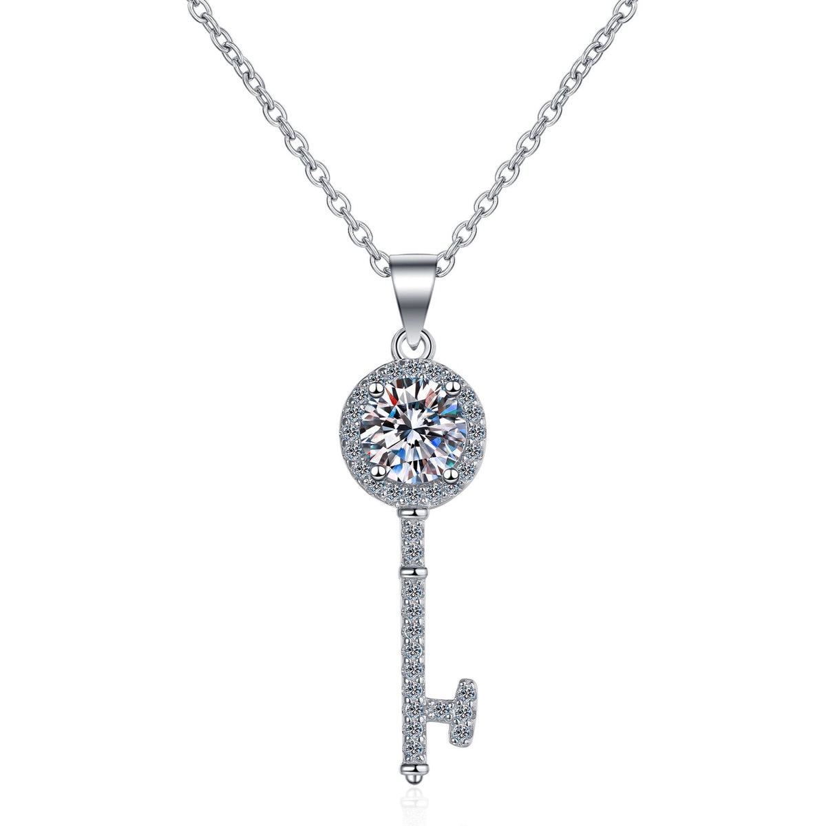 Refine Round Moissanite Key Pendant