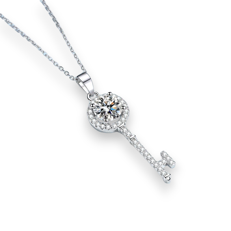 Refine Round Moissanite Key Pendant