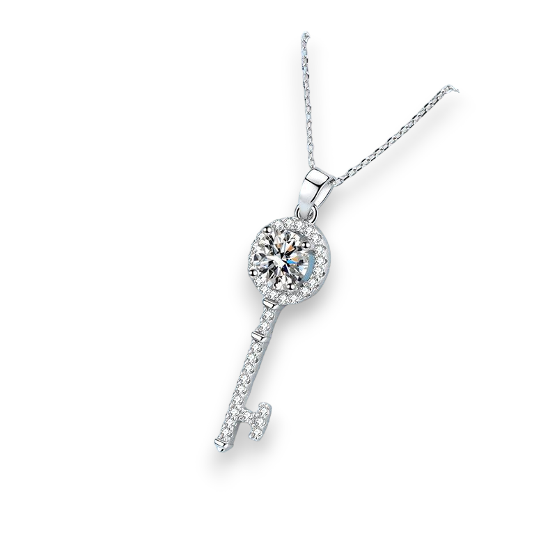 Refine Round Moissanite Key Pendant