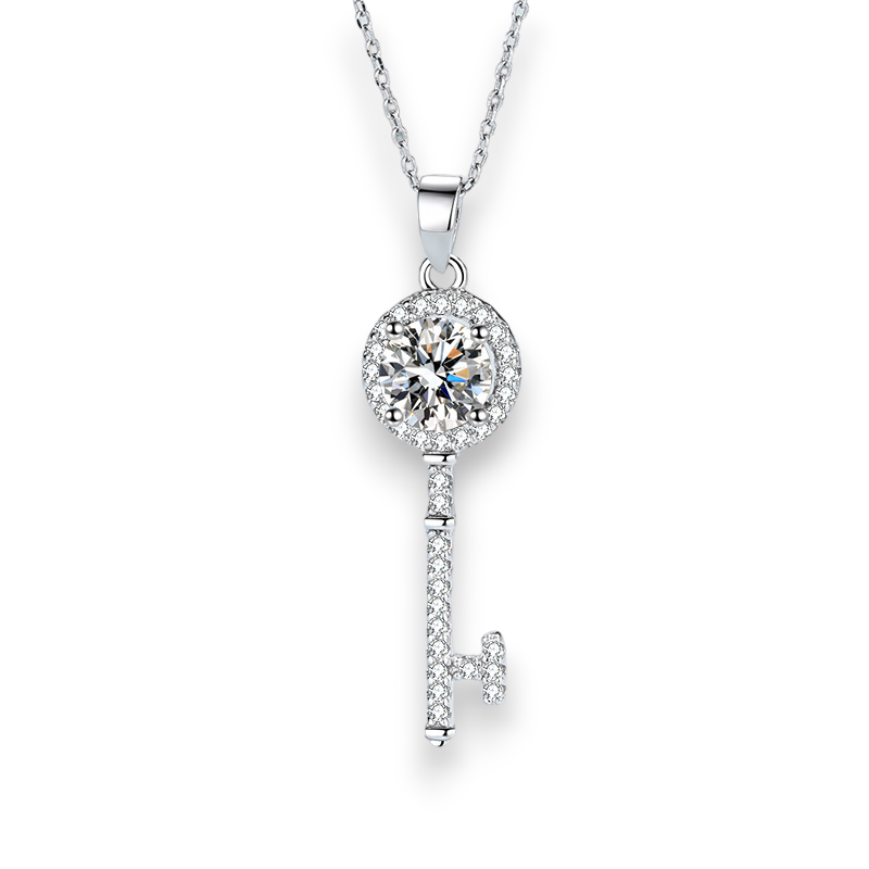 Refine Round Moissanite Key Pendant