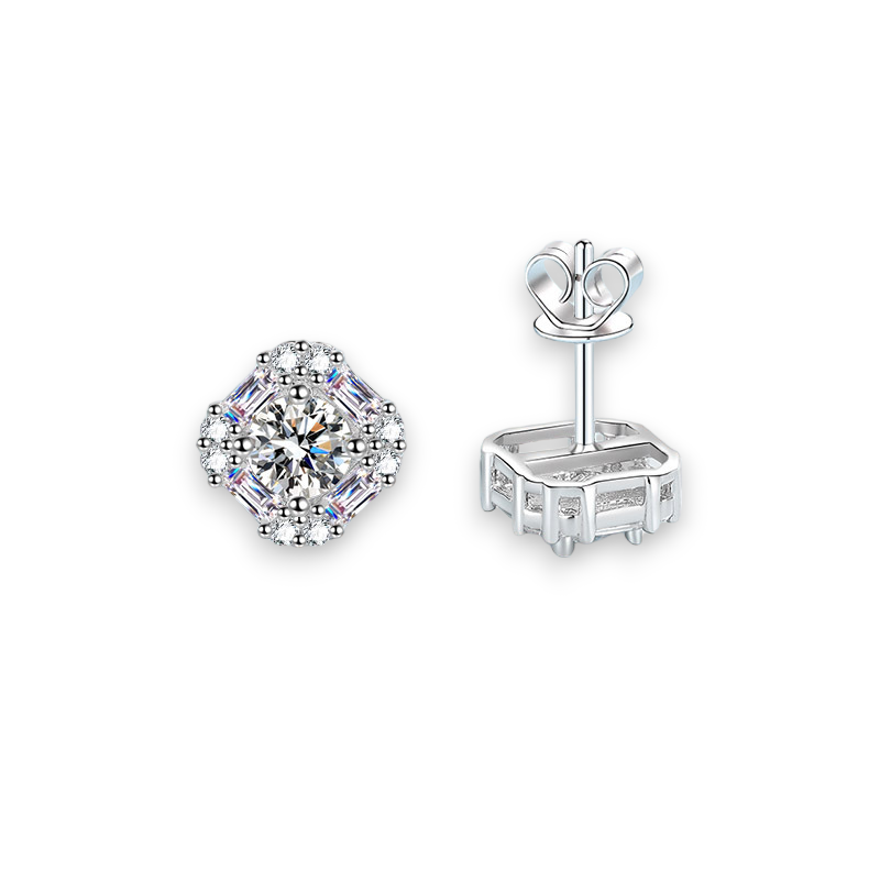 Refine Sugar Design Mix Moissanite Stud Earrings