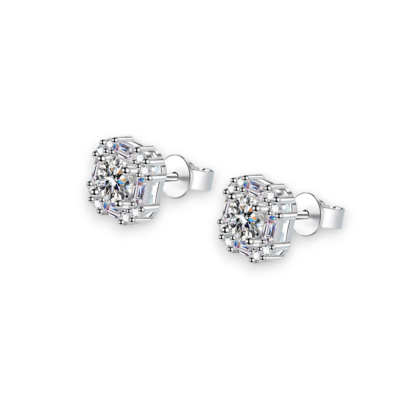 Refine Sugar Design Mix Moissanite Stud Earrings