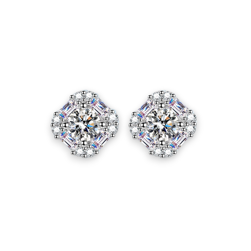 Refine Sugar Design Mix Moissanite Stud Earrings