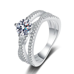 Round Design Moissanite Bypass Ring