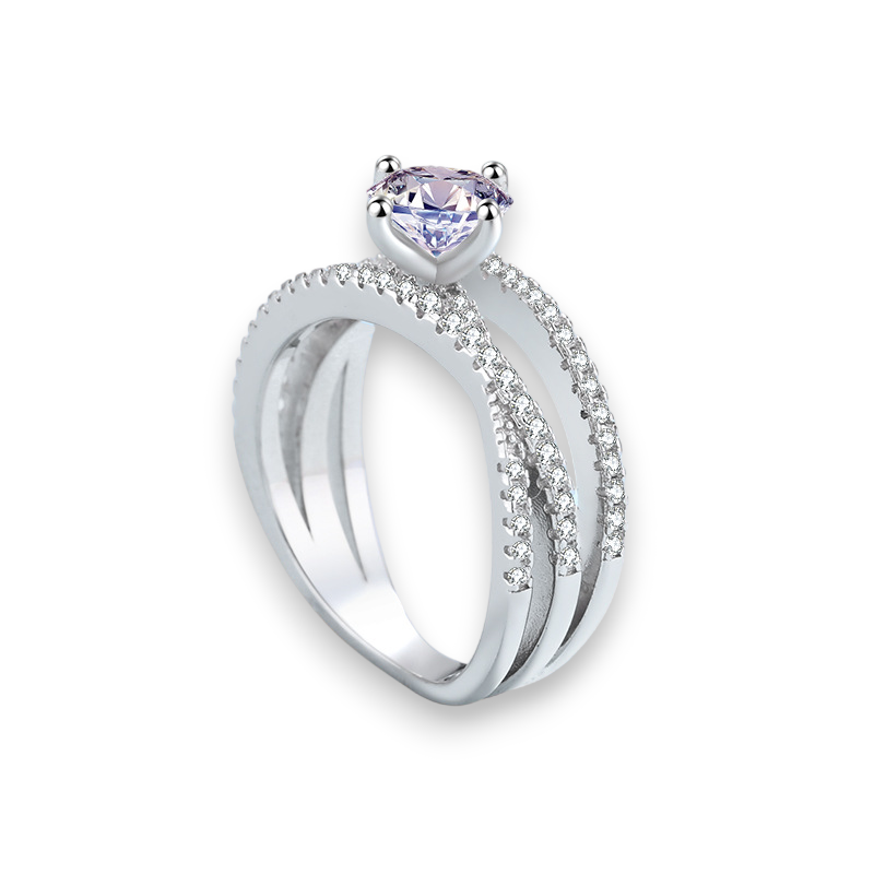 Round Design Moissanite Bypass Ring