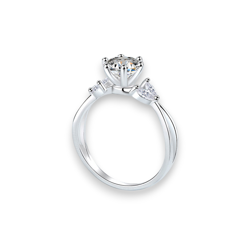 Round Marquise Moissanite Design Ring