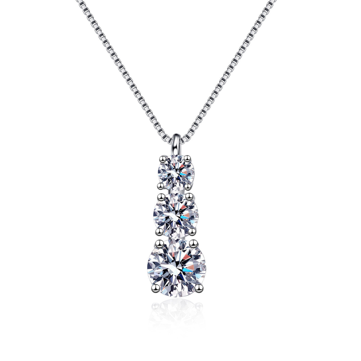 Round Moissanite 3-Stone Pendant