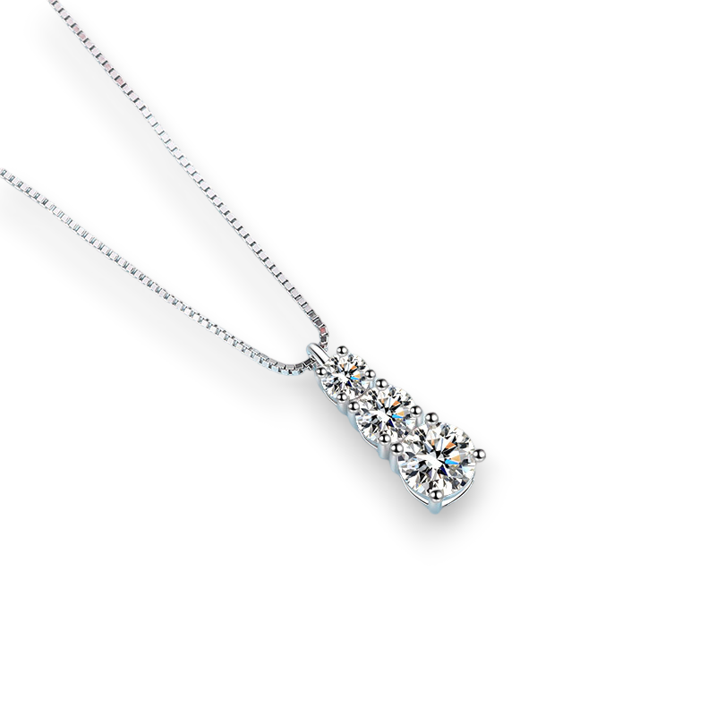 Round Moissanite 3-Stone Pendant