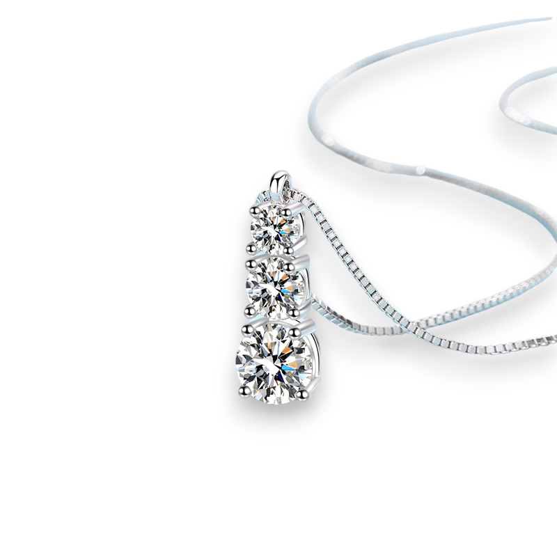 Round Moissanite 3-Stone Pendant