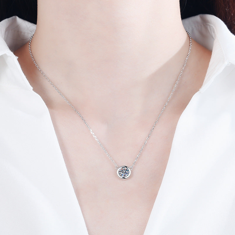 Round Moissanite Bezel Pendant