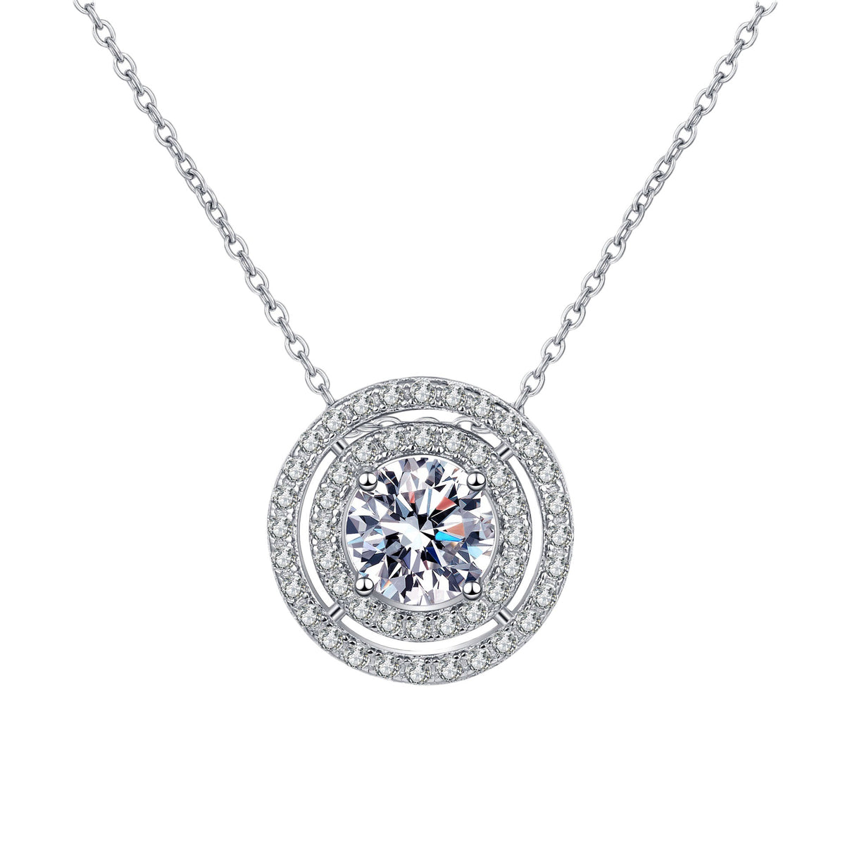 Round Moissanite Circle Eternity Pendant