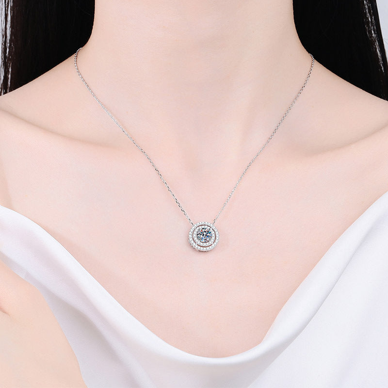 Round Moissanite Circle Eternity Pendant