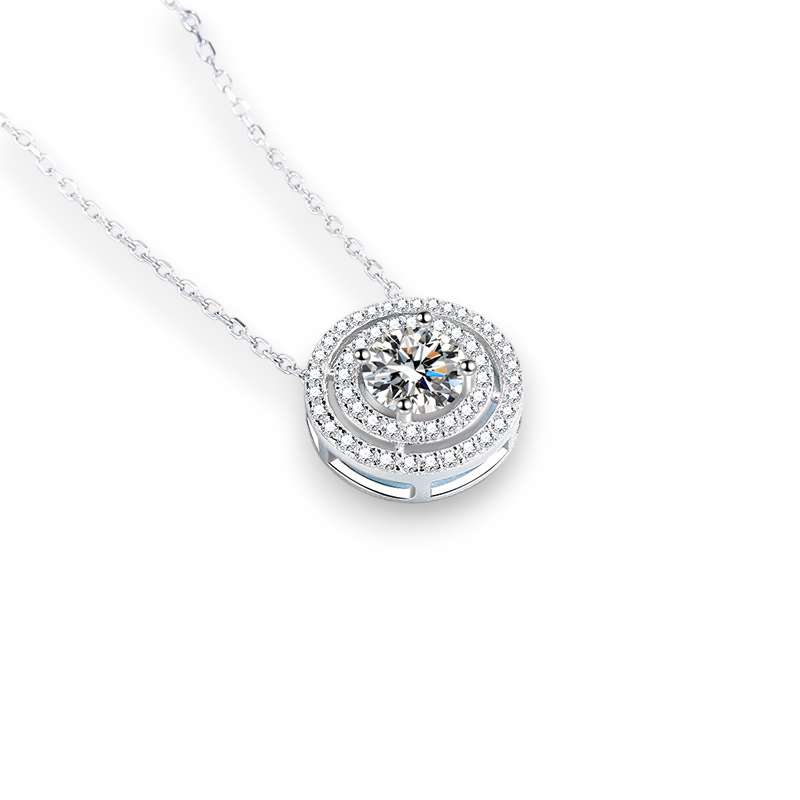 Round Moissanite Circle Eternity Pendant