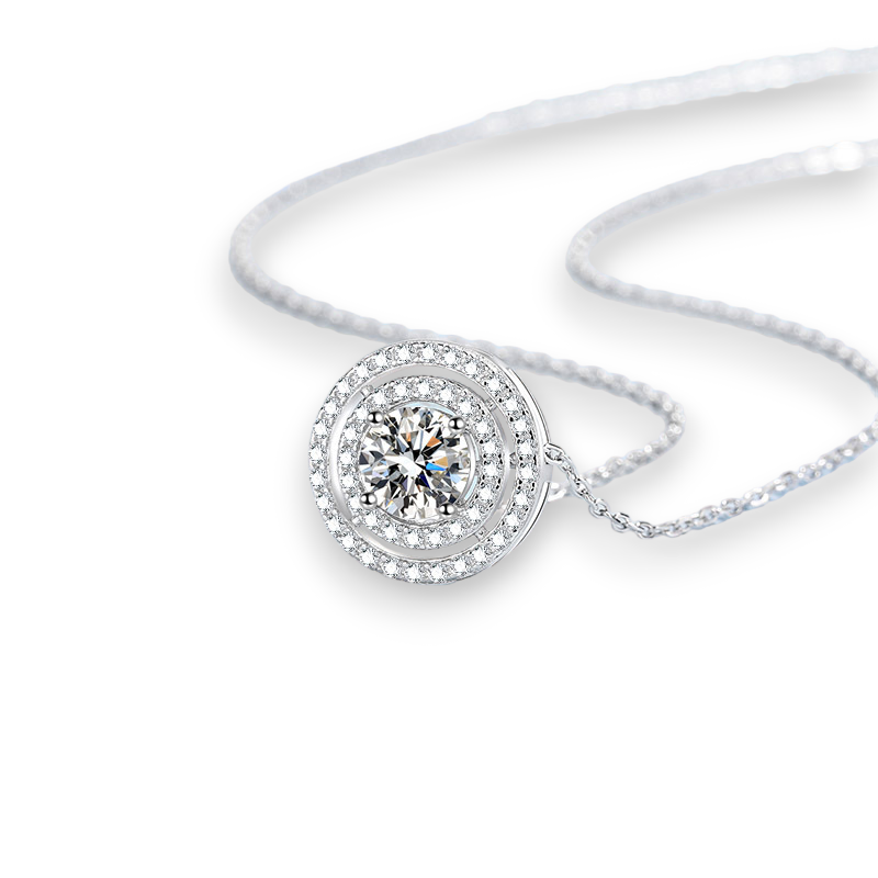 Round Moissanite Circle Eternity Pendant