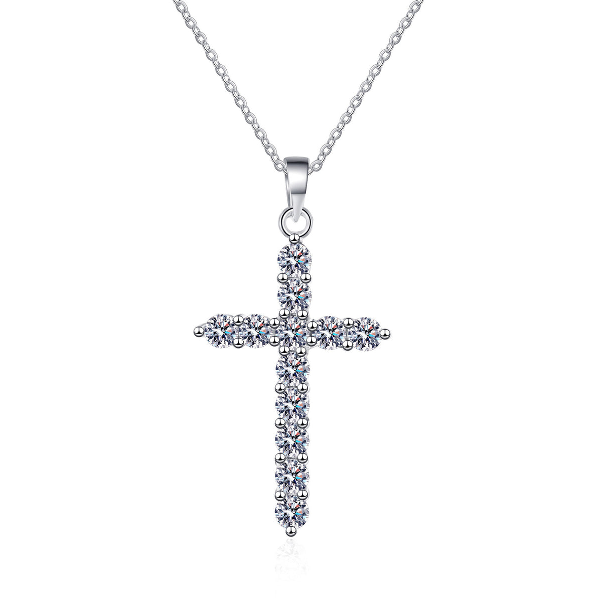 Round Moissanite Cross Pendant