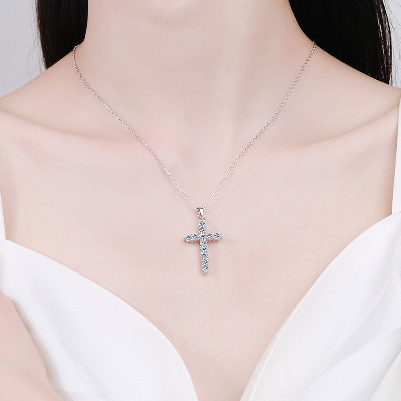 Round Moissanite Cross Pendant