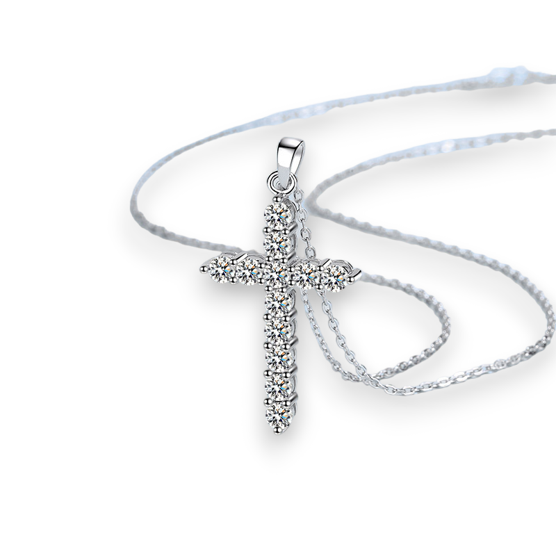 Round Moissanite Cross Pendant