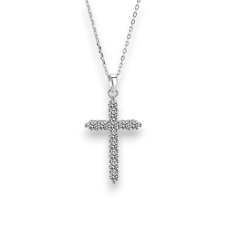 Round Moissanite Cross Pendant