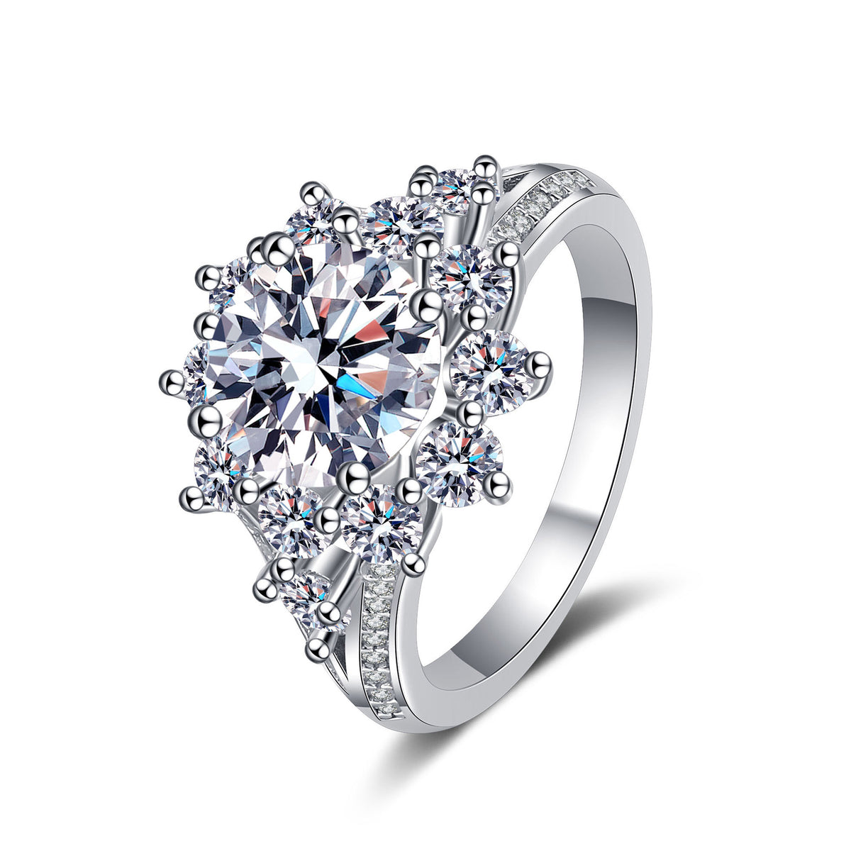 Round Moissanite Snowflake Artpiece Engagement Ring