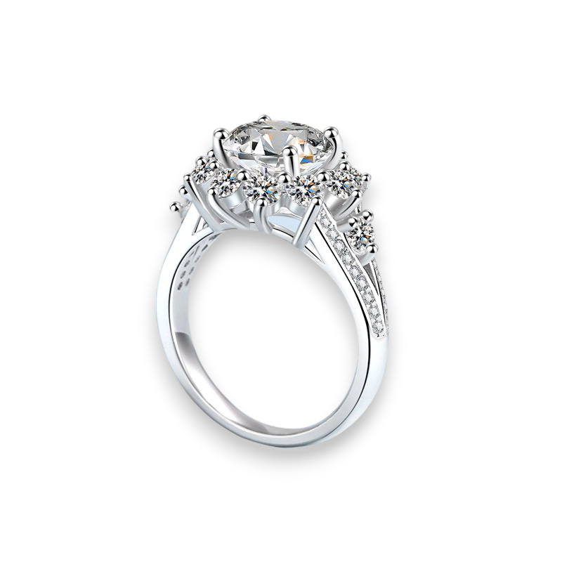 Round Moissanite Snowflake Artpiece Engagement Ring