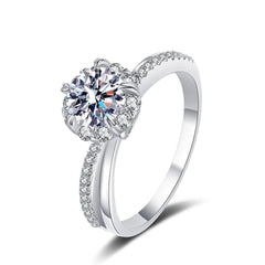 Round Moissanite Split Engagement Ring