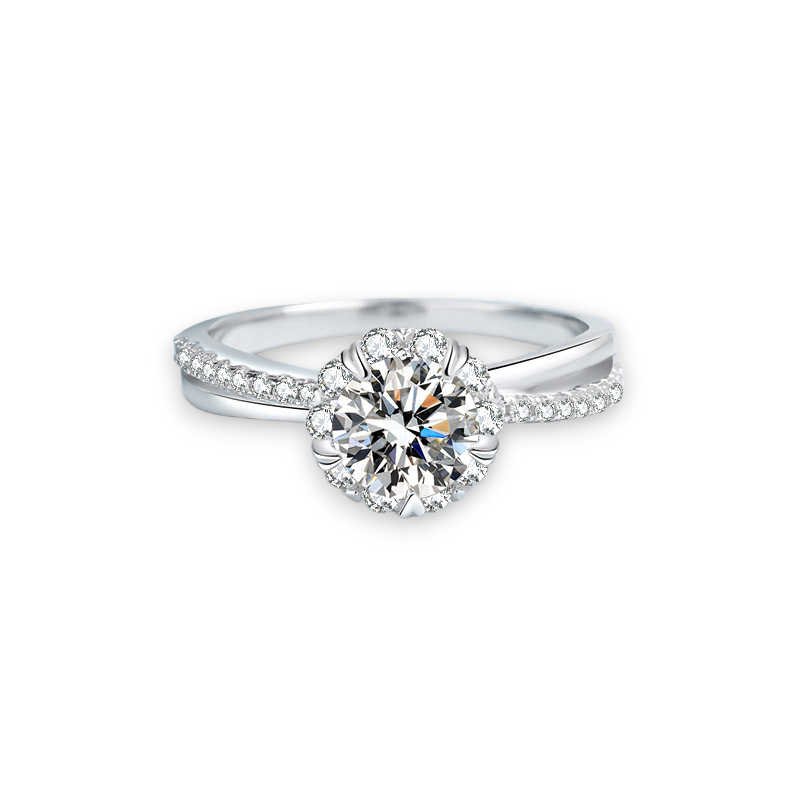 Round Moissanite Split Engagement Ring