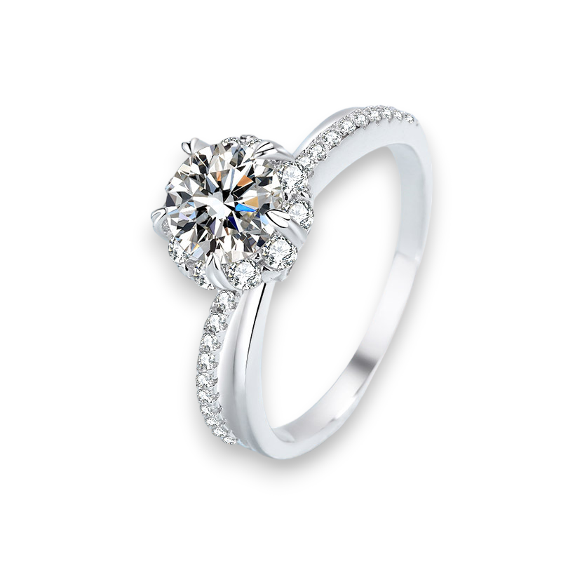 Round Moissanite Split Engagement Ring