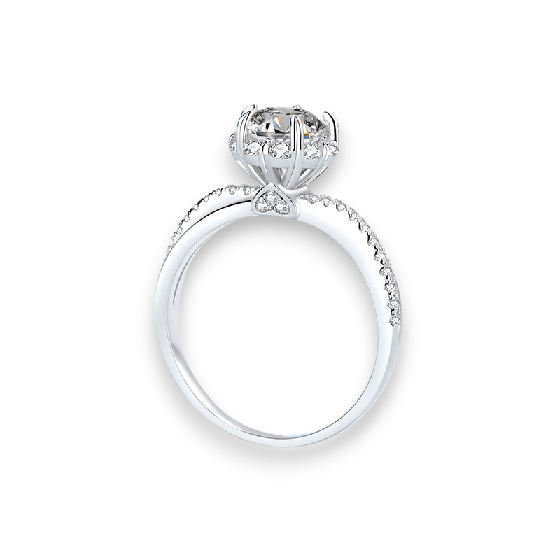 Round Moissanite Split Engagement Ring