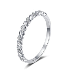 Round Moissanite Twisted Rope Stackable Band