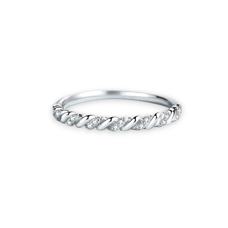 Round Moissanite Twisted Rope Stackable Band