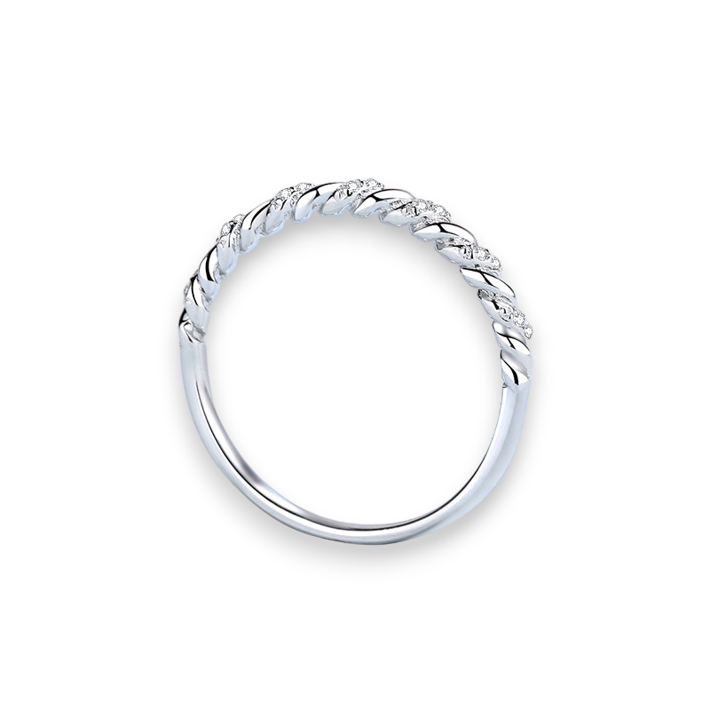 Round Moissanite Twisted Rope Stackable Band