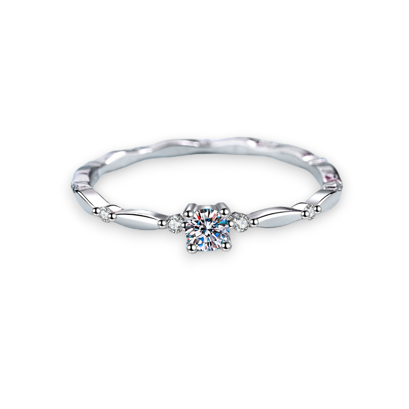 Round Moissanite Design Stackable Band