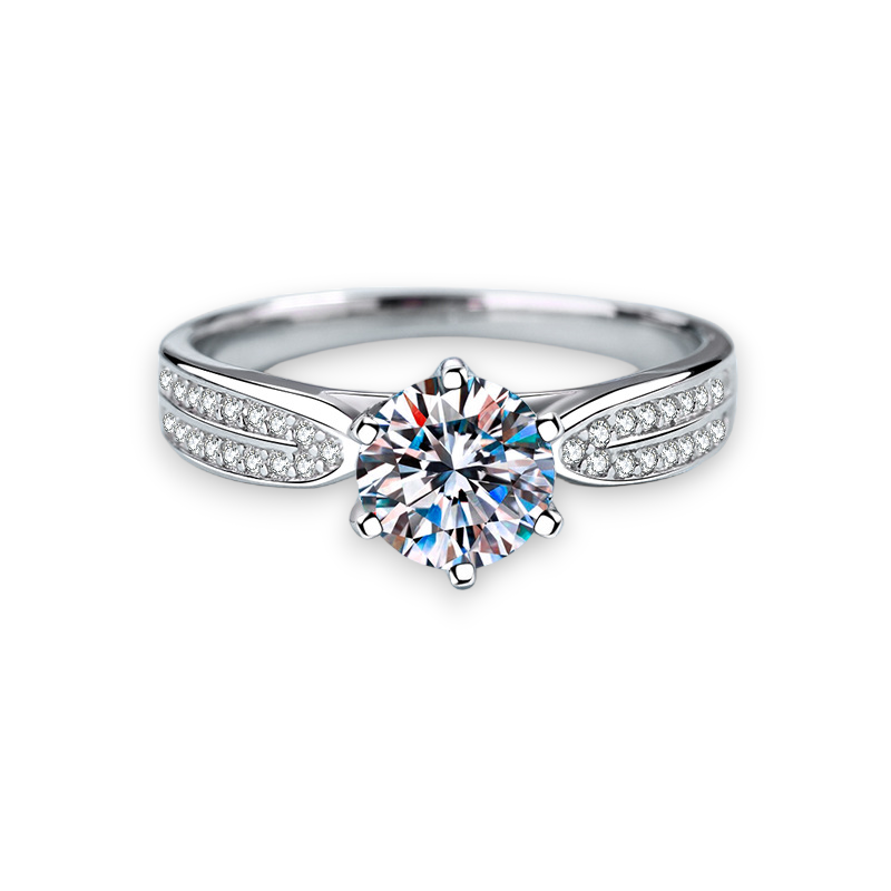 Round Pave Style Moissanite Ring