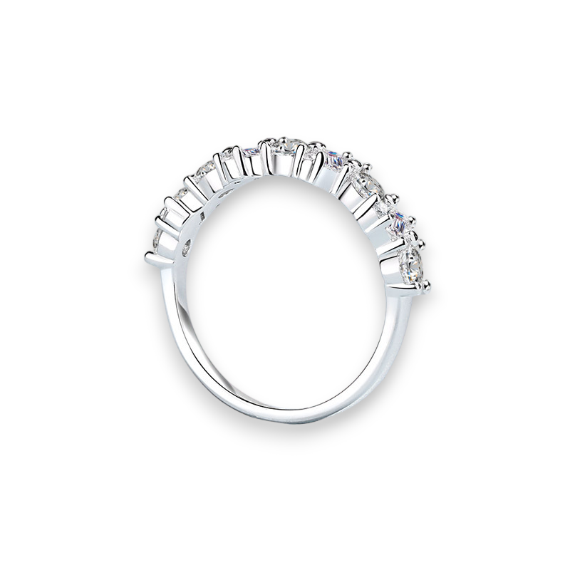 Round & Baguette Moissanite Stackable Band