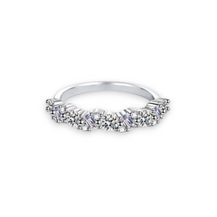 Round & Baguette Moissanite Stackable Band