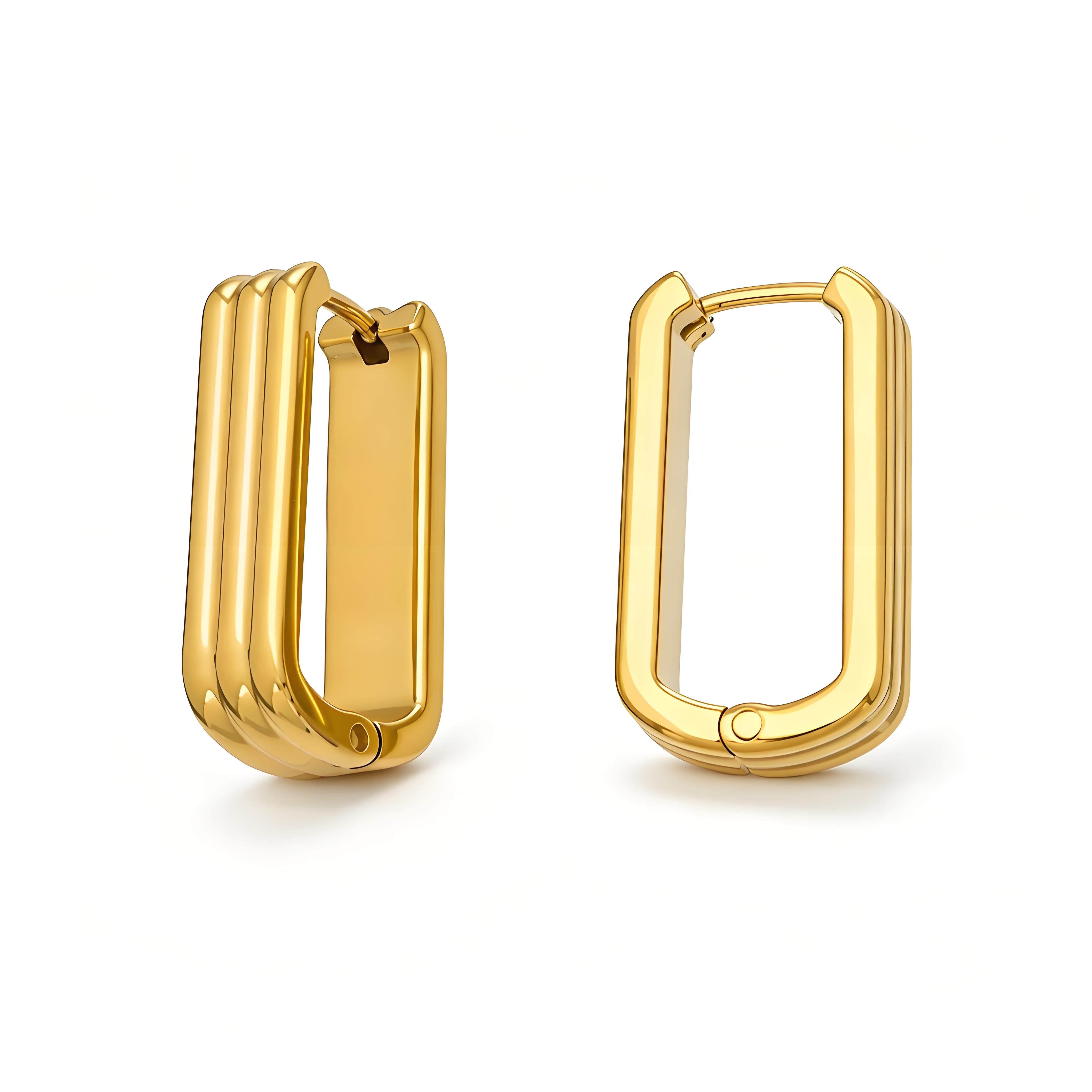 Ribbon Tier Rectangle Hoop Earrings