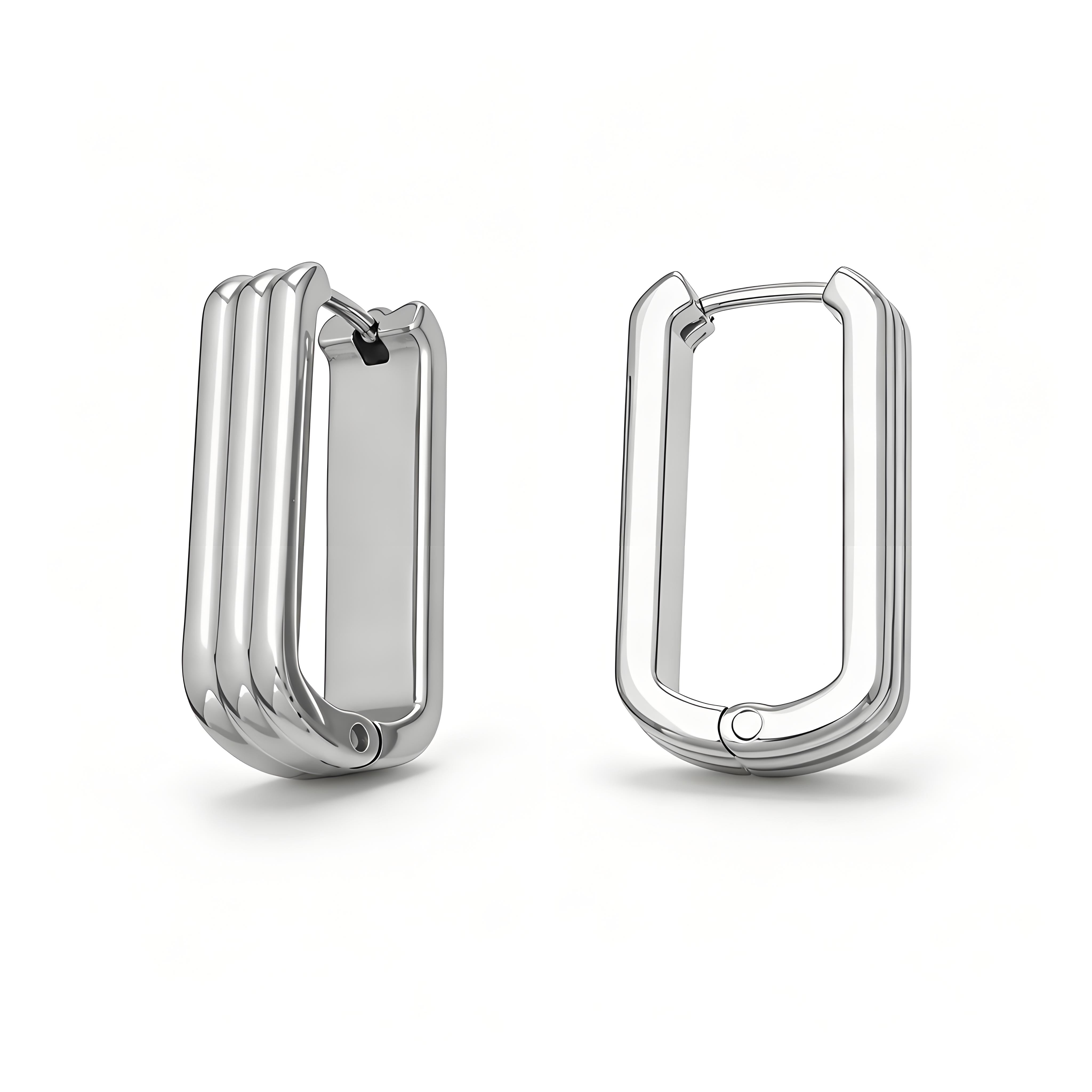 Ribbon Tier Rectangle Hoop Earrings