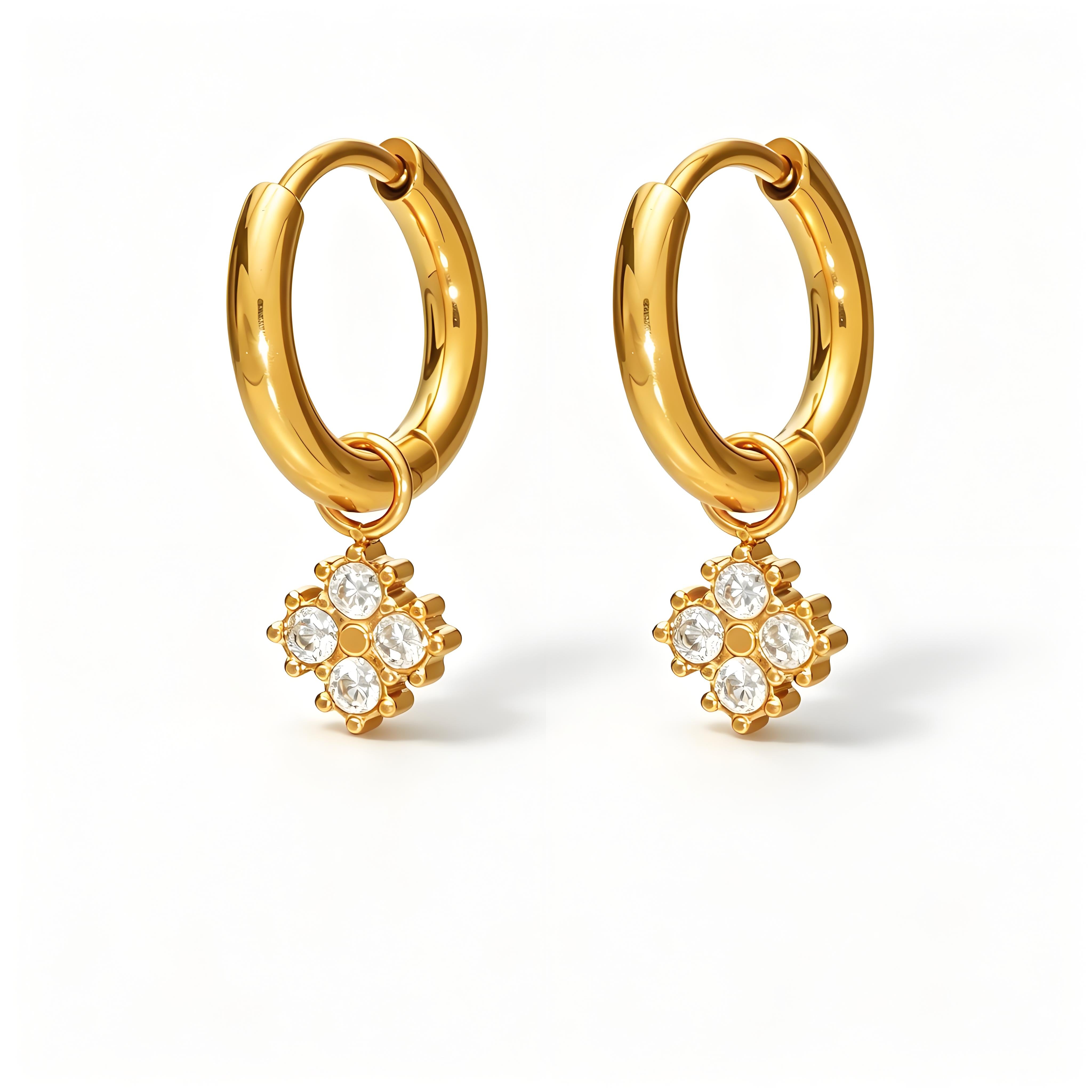 Clover Plain Hoop Drop Earrings